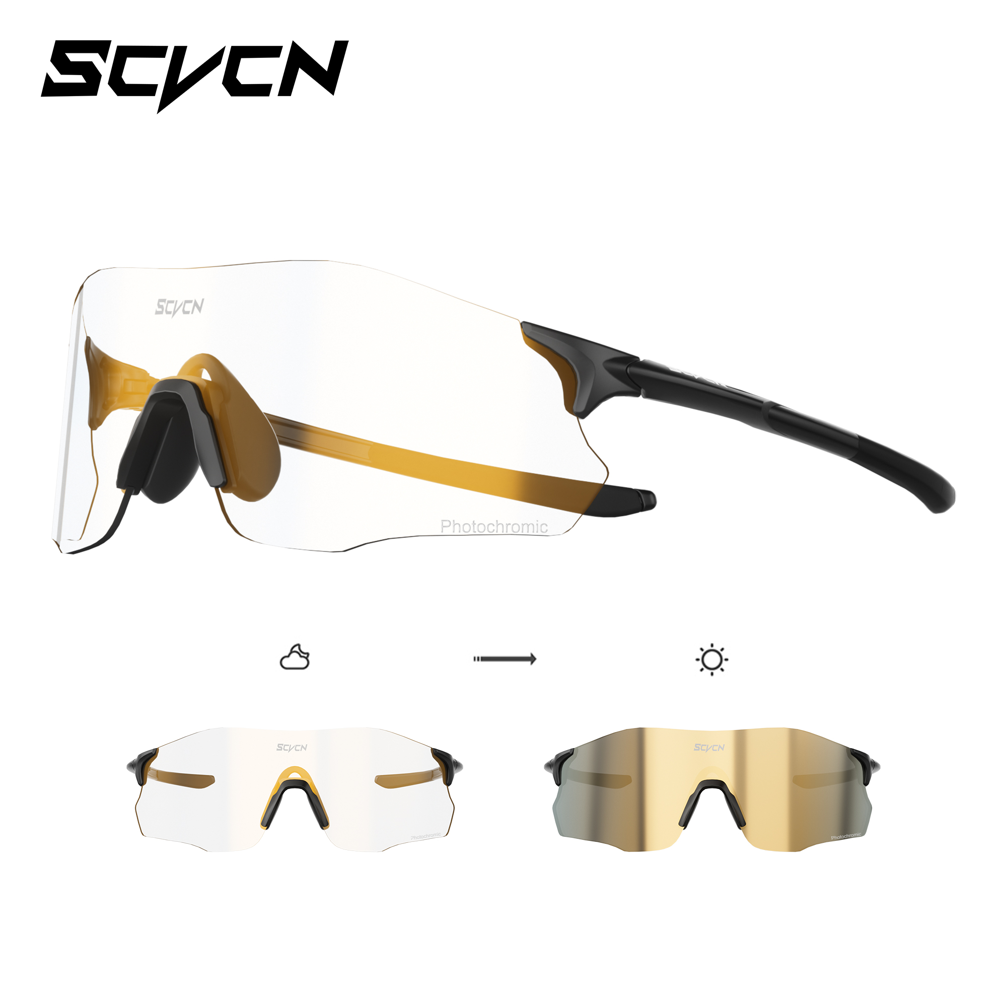 Mountain Biking Sport - SCVCN Kacamata Hitam Tanpa Bingkai Fotochromic
