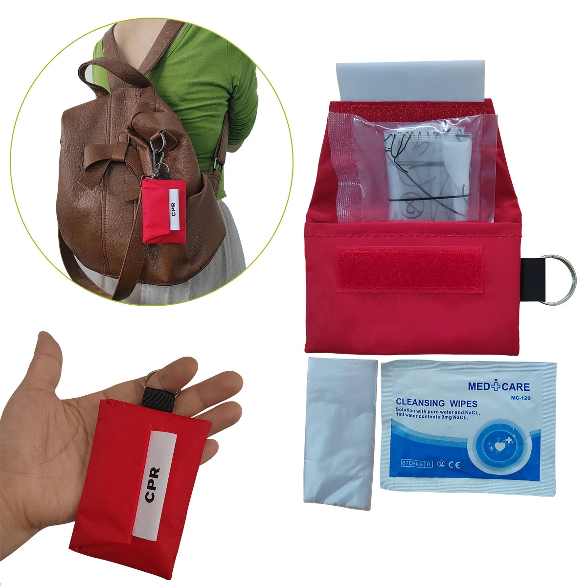 Mountain Biking First Aid Kit - Kit Gantungan Kunci Perisai Wajah CPR
